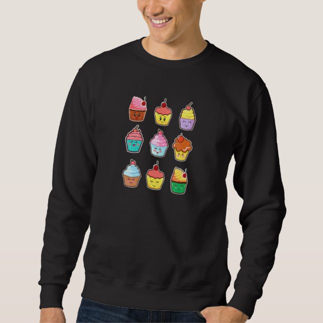 Verschiedene Art von Cupcake-Cupcake-Back-Chef Sweatshirt (Vorderseite)