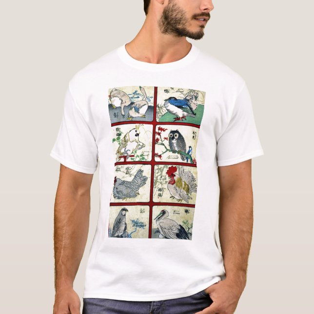 Verschiedene Arten der Vögel Ukiyoe T-Shirt (Vorderseite)