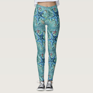 Verschiedene Arten tropischer Meeresschnecken blau Leggings