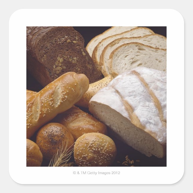 Verschiedene Arten von handwerklichem Brot Quadratischer Aufkleber (Vorderseite)