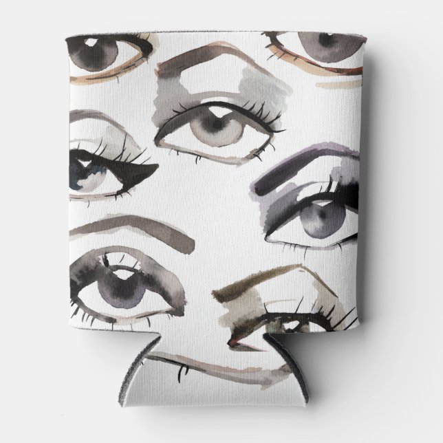 Verschiedene Augen, Striche, Make-up-Design. Dosenkühler (Vorderseite)