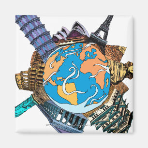 Verschiedene berühmte Orte der Welt Magnet