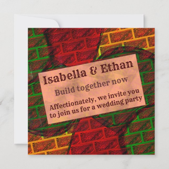 Verschiedene Bildmontage, Backstein, rot, grün, ge Einladung (Vorderseite)