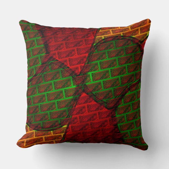 Verschiedene Bildmontage, Backstein, rot, grün, ge Kissen (Vorderseite)