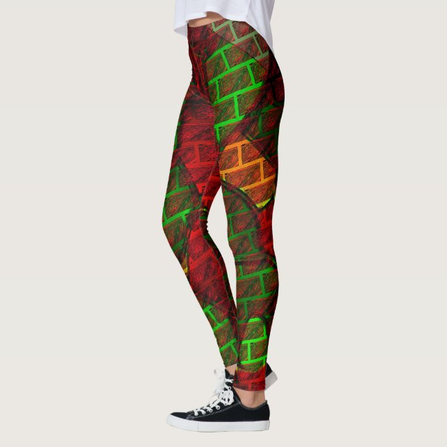 Verschiedene Bildmontage, Backstein, rot, grün, ge Leggings (Links)