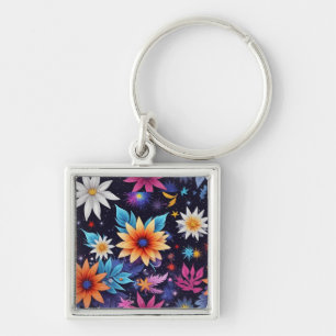 Verschiedene Blumen in Farbnuancen Muster-24192 Schlüsselanhänger