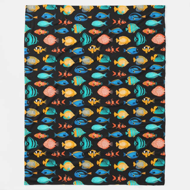 Verschiedene bunte tropische Fischmuster Fleecedecke (Vorderseite)