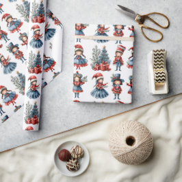 Verschiedene Dolls weiße Weihnachten Geschenkpapier