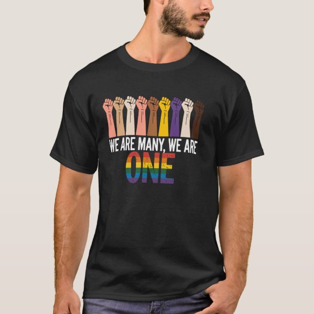 Verschiedene Fäuste mit Einheitsbotschaft T-Shirt (Vorderseite)