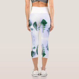 Verschiedene Form Grüne Blätter Natur fühlen sich Capri Leggings