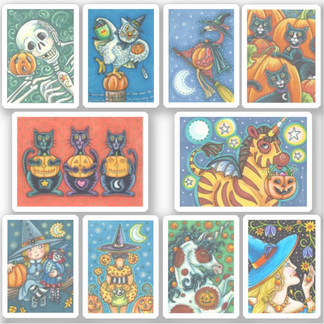 VERSCHIEDENE HALLOWEEN NIEDLICH FUNNY WHIMSY AUFKLEBER (Vorderseite)