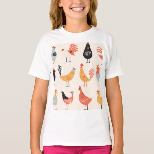 Verschiedene Hühner auf weißem Hintergrund T-Shirt