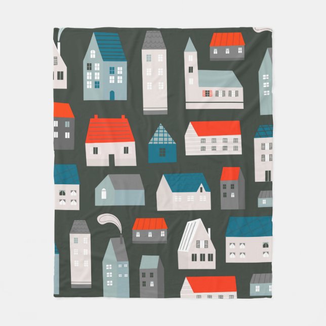 Verschiedene kleine Häuser. Papierschnitt Flat d Fleecedecke (Vorderseite)