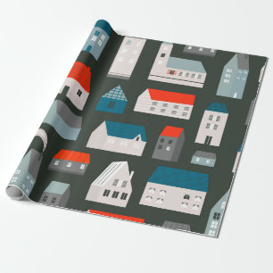 Verschiedene kleine Häuser. Papierschnitt Flat d Geschenkpapier