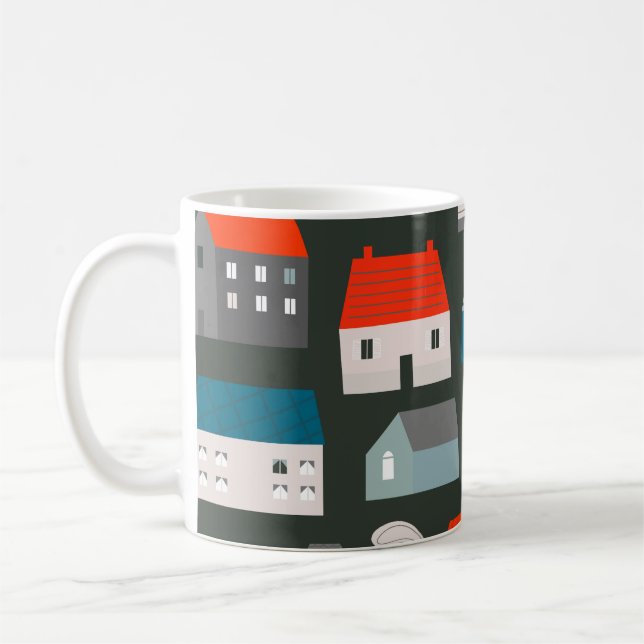 Verschiedene kleine Häuser. Papierschnitt Flat d Kaffeetasse (Links)