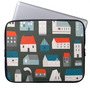 Verschiedene kleine Häuser. Papierschnitt Flat d Laptopschutzhülle
