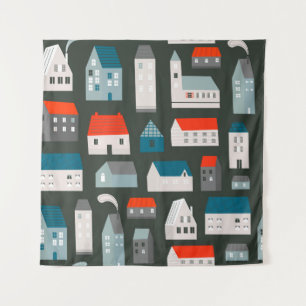 Verschiedene kleine Häuser. Papierschnitt Flat d Wandteppich