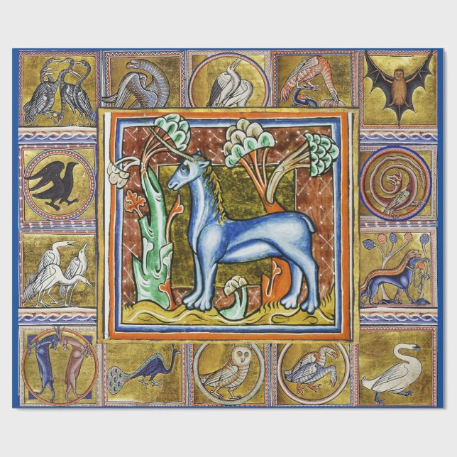 VERSCHIEDENE MEDIEVALÄRE, UNIKORN FANTASTISCHE TIE GESCHENKPAPIER (Flach)