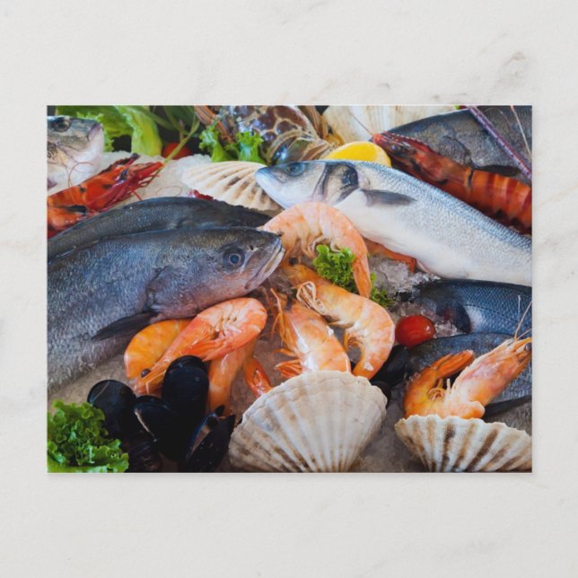 Verschiedene Meeresfrüchte Postkarte (Vorderseite)