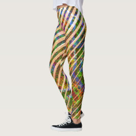 Verschiedene orangefarbene Streifen, bunte, gekrat Leggings