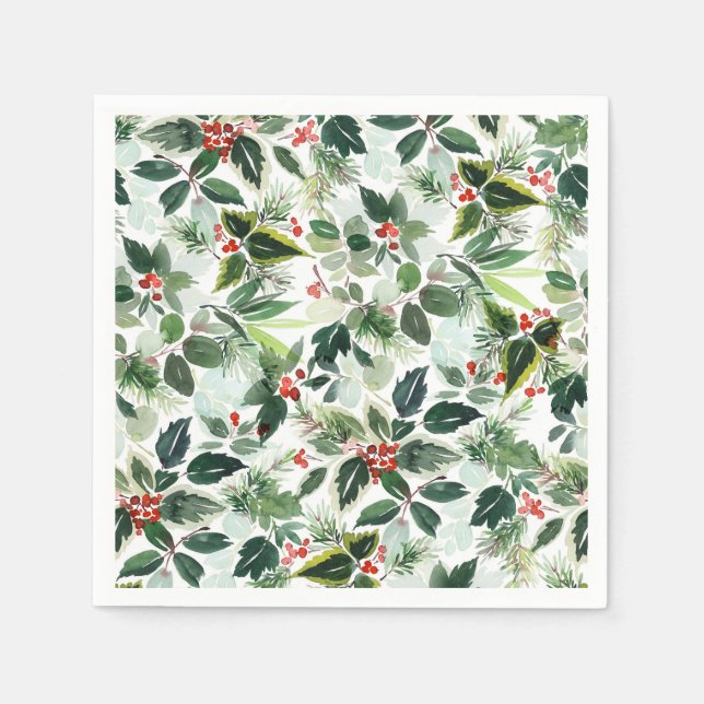 Verschiedene Red Winterberry Muster Weihnachten Serviette (Vorderseite)