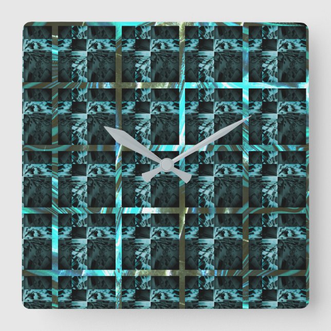 Verschiedene Schach, Quadrate oder Bild im Raster? Quadratische Wanduhr (Vorderseite)