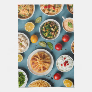 Verschiedene Speisen Geschirrtuch