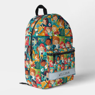Verschiedene Sportarten lebten farbenfrohe Kinder Bedruckter Rucksack