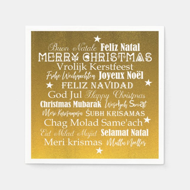 Verschiedene Sprachen von frohen Weihnachten Serviette (Vorderseite)