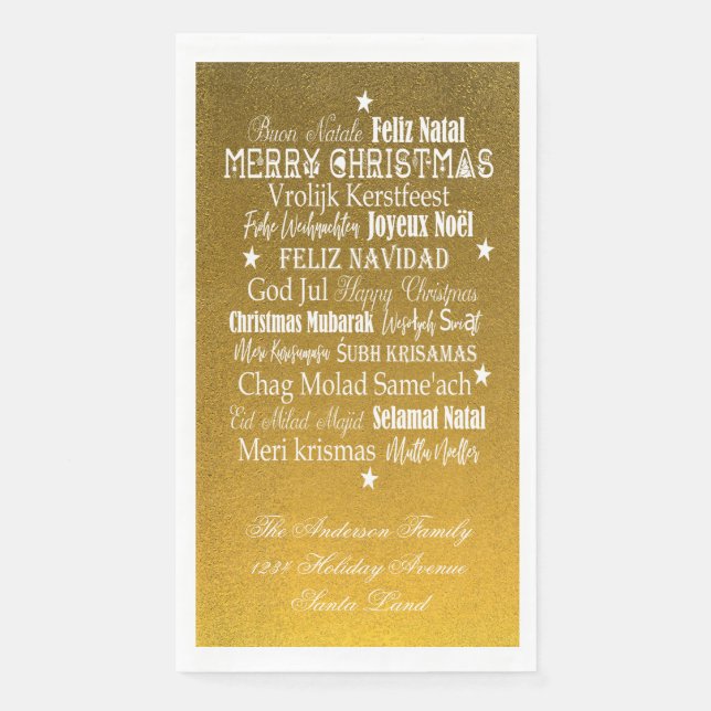 Verschiedene Sprachen von Merry Christmas Napkins Serviette (Vorderseite)