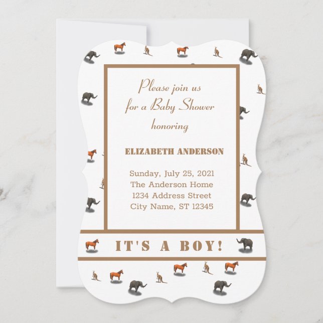 Verschiedene Tiere als Aufforderung Einladung (Vorderseite)