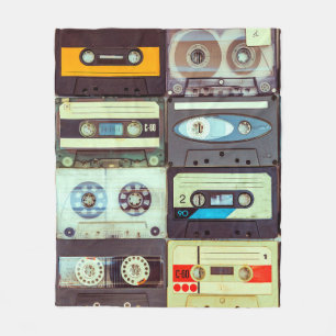 Verschiedene Vintage Audiokassetten Fleecedecke
