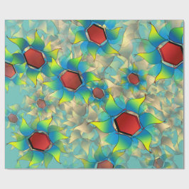 Verschiedene virtuelle Blume, bläuliche Blätter au Geschenkpapier