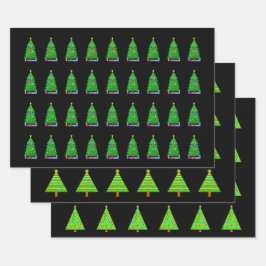 Verschiedene Weihnachtsbaumvertretungen Geschenkpapier Set