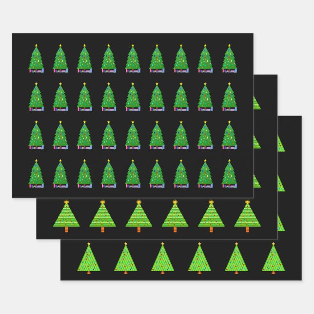 Verschiedene Weihnachtsbaumvertretungen Geschenkpapier Set (Set)