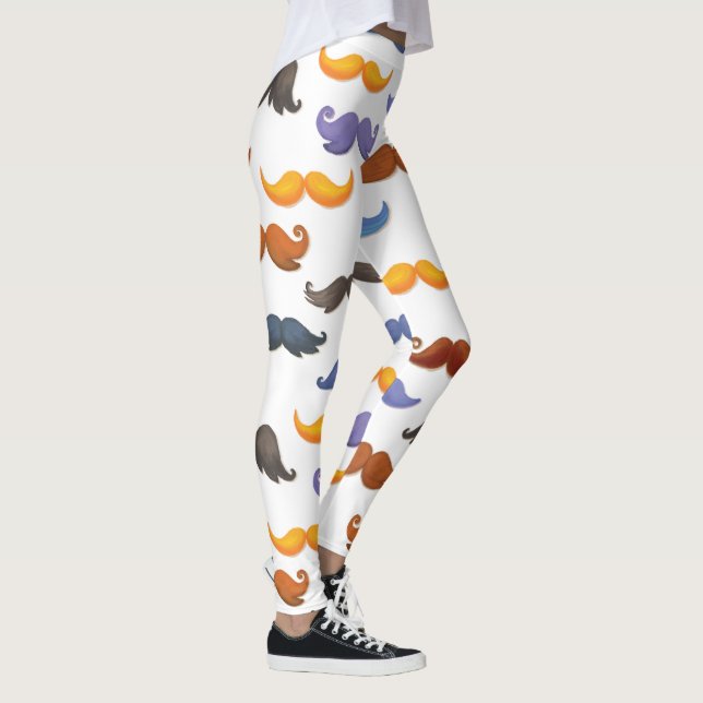 Verschiedenes buntes Schnurrbartmuster des Spaßes Leggings (Rechts)