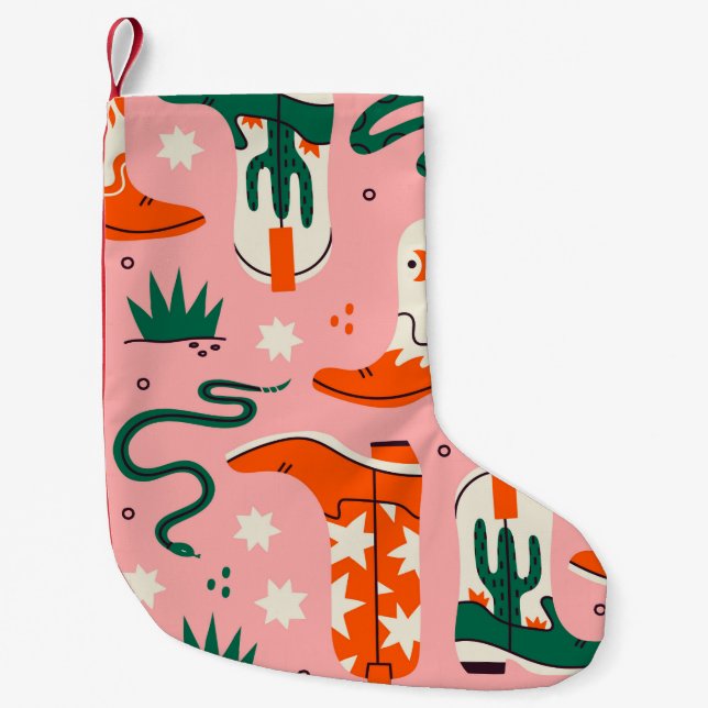 Verschiedenes Cowboystiefel-Muster Kleiner Weihnachtsstrumpf (Vorderseite)