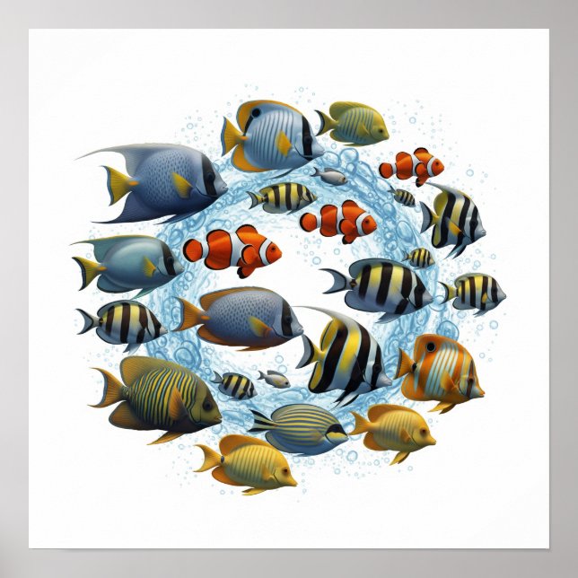 Verschiedenes Design der Fischschule Poster (Vorne)
