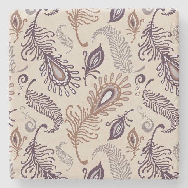 Verschiedenes Feder-Muster Steinuntersetzer (Vorderseite)