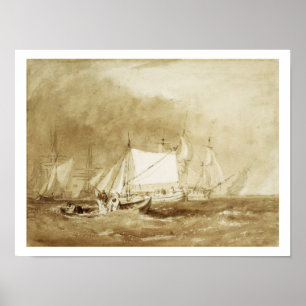 Verschiffen-Szene, mit Fischern, c.1815-20 (Bürste Poster