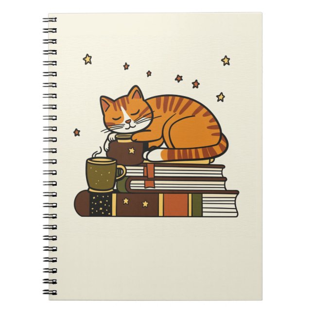 Verschlafene Katze liest Notizbuch Notizblock (Vorderseite)
