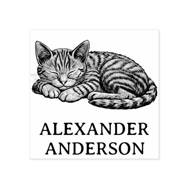 Verschlafene Kitty Personalisierung Gummistempel (Prägung)
