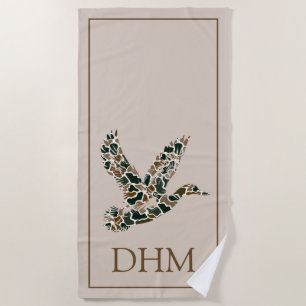 Verschleierte Camouflage-Stockenten-Monogramm Strandtuch