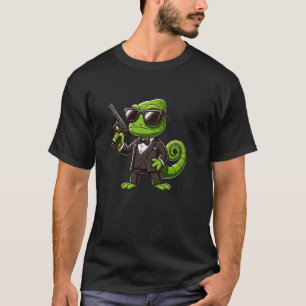 Verschleiertes Chamäleon Spion Reptil Lustiger Geh T-Shirt