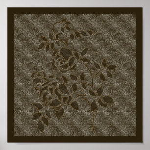 Verschluckte Wirkung Braune Stencil-Rose Poster