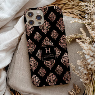 Verschlungene Damast-Muster-Monogramm Roségold Sch Case-Mate iPhone 14 Hülle