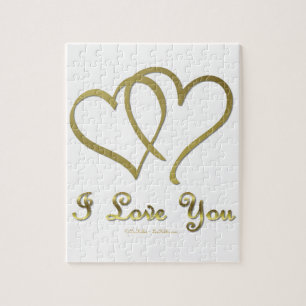 Verschlungene goldene Herzen Ich liebe Dich