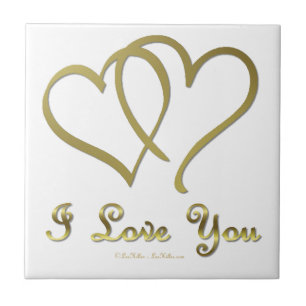 Verschlungene goldene Herzen Ich liebe Dich Fliese