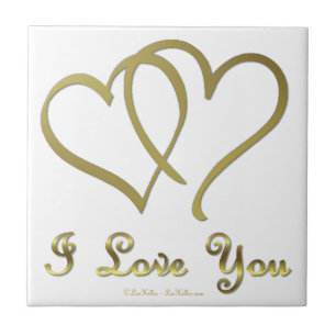 Verschlungene goldene Herzen Ich liebe Dich Fliese