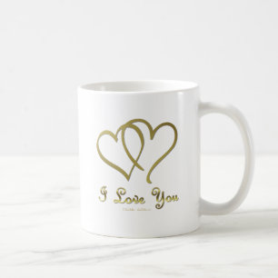 Verschlungene goldene Herzen Ich liebe Dich Kaffeetasse